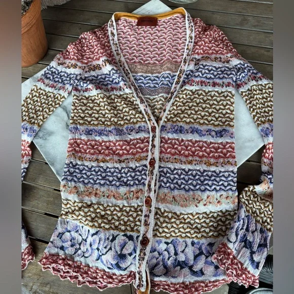 Missoni light weight cotton blend multi colored cardigan - Picture 1 of 11